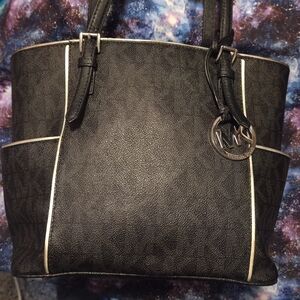 Michael Kors Black Tote Bag with Signature Charm